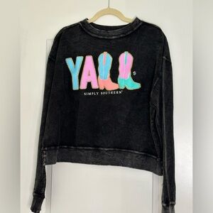 Simply Southern “YALL” cropped sweatshirt. Size Large.